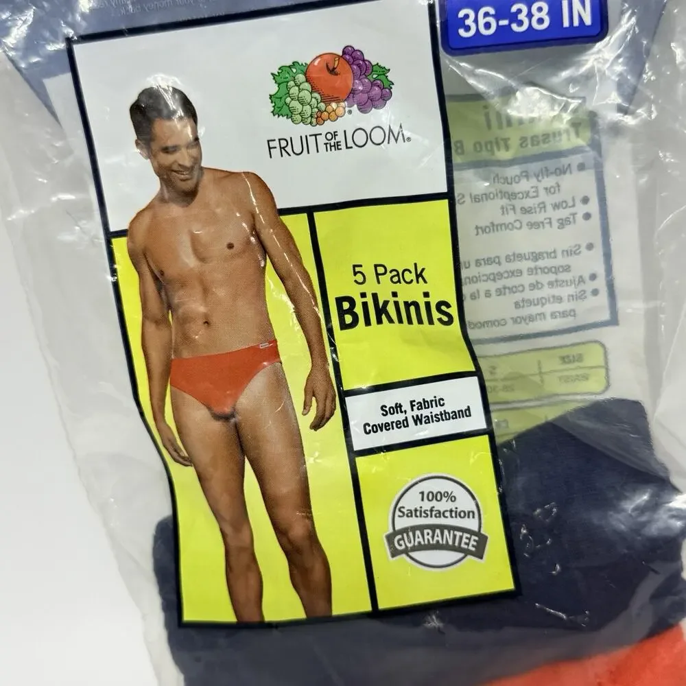 New Fruit Of The Loom BIKINI MEN’S BRIEFS Size Large 36-38 NEW 2014